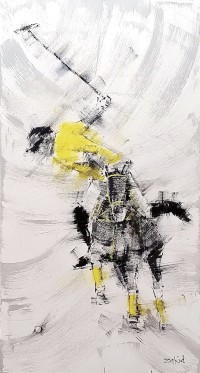 Zahid Saleem, 18 x 36 Inch, Acrylic on Canvas, Polo Painting, AC-ZS-159